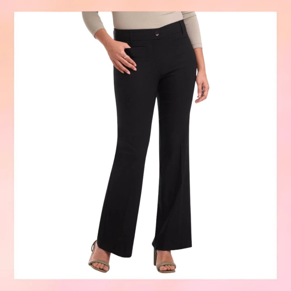 NWT Rekucci Size 6P Black Slim-Fit Stretch Work Pants Business Trousers